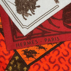 Hermes Scarf Cashmere Blend Carre 140 Horse Pattern Cheval Sur Mon Riding a Red — view 6