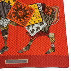 Hermes Scarf Cashmere Blend Carre 140 Horse Pattern Cheval Sur Mon Riding a Red — view 5
