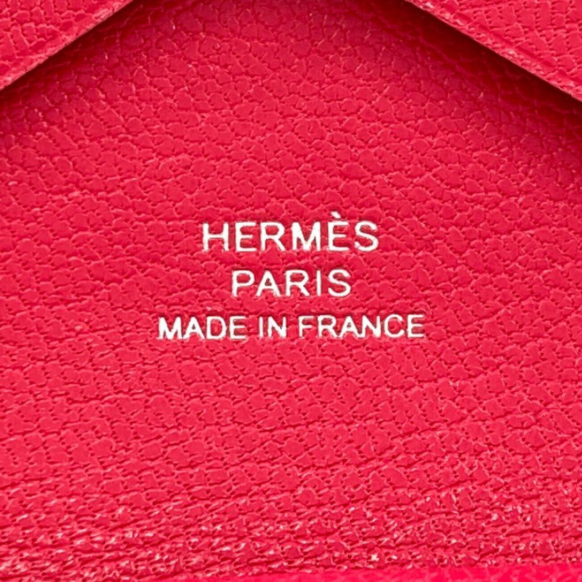 Hermes Calvi Duo Rose Silver Card Case Chevre — view 7