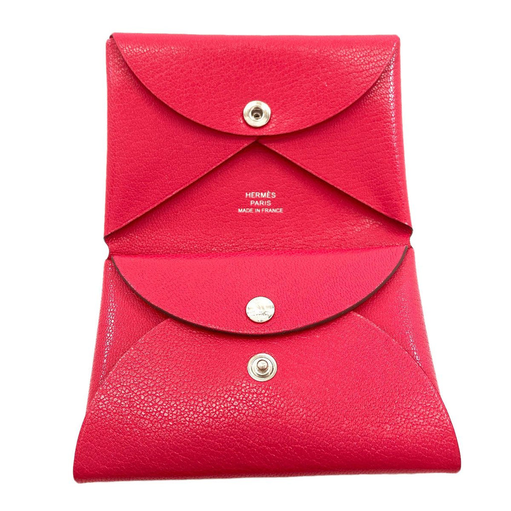 Hermes Calvi Duo Rose Silver Card Case Chevre — view 4