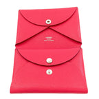 Hermes Calvi Duo Rose Silver Card Case Chevre Sham Kira — view 4