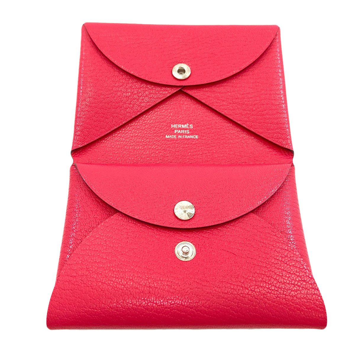 Hermes Calvi Duo Rose Silver Card Case Chevre — view 4