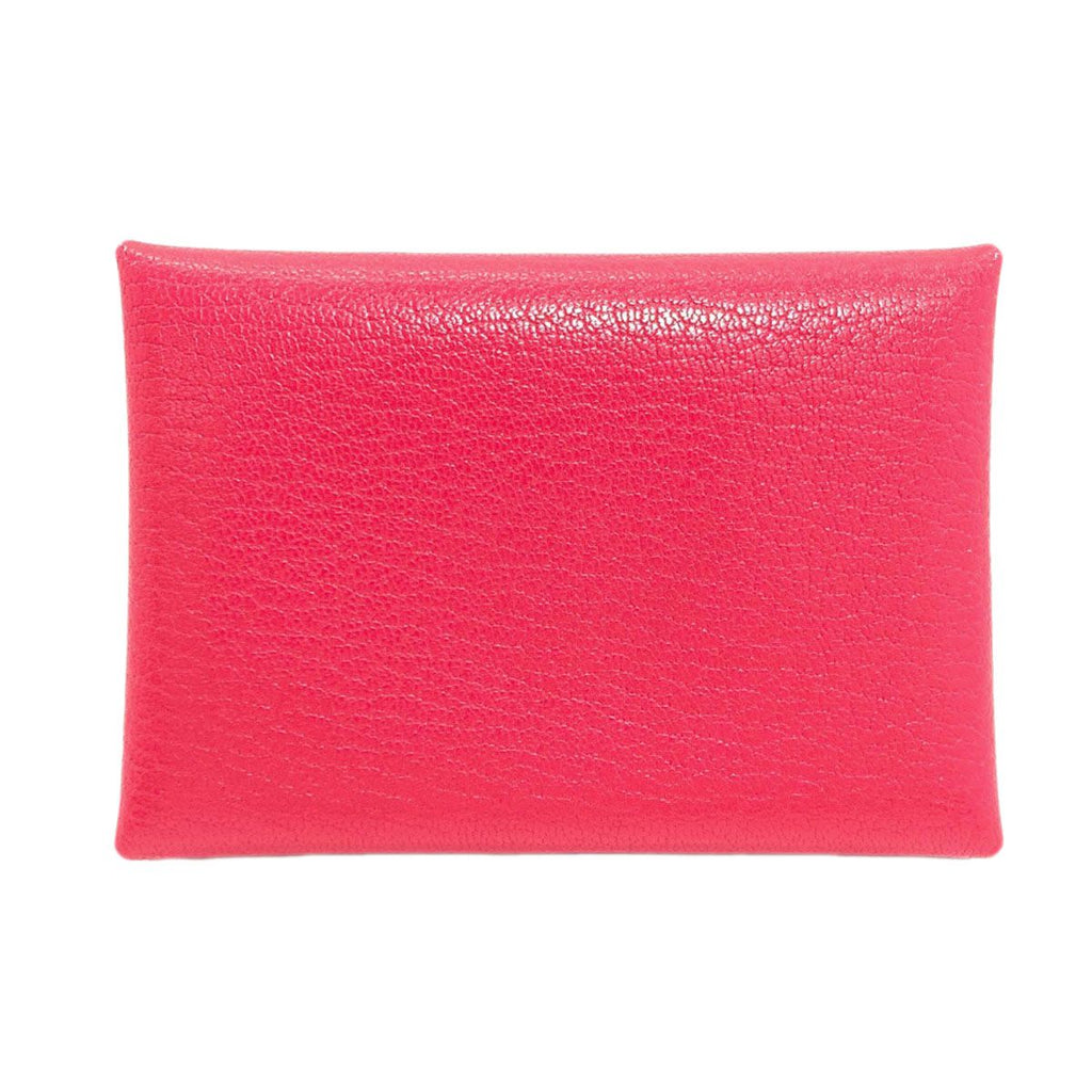 Hermes Calvi Duo Rose Silver Card Case Chevre