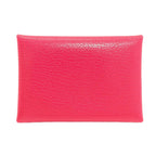 Hermes Calvi Duo Rose Silver Card Case Chevre