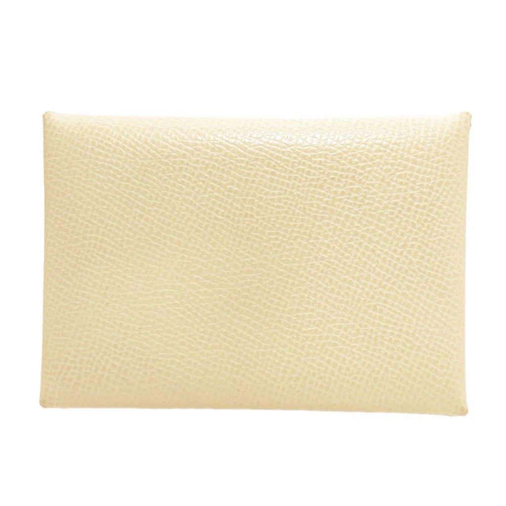 Hermes Calvi Duo Verso Nata Jaune Poussin Silver Card Case Epsom