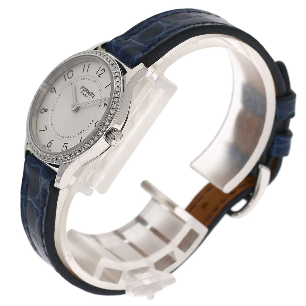 Hermes Slim Diamond Watch SS Leather — view 2