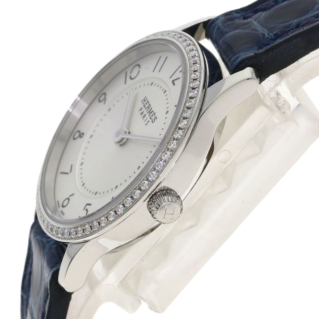 Hermes Slim Diamond Watch SS Leather — view 5