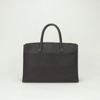 Hermes White Bus GM Tote Togo Chocolate Brown Gold Handbag Business Briefcase