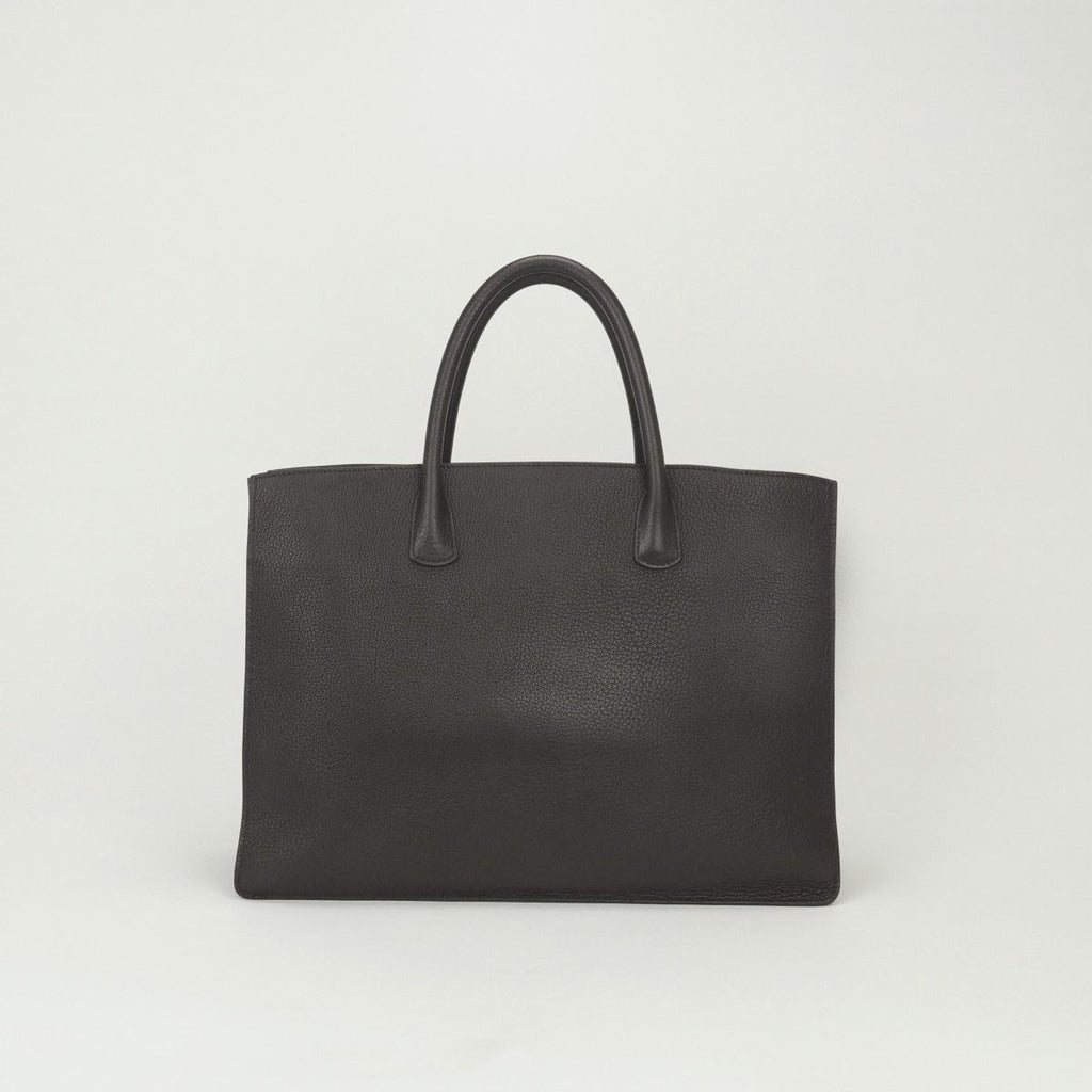 Hermes White Bus GM Tote Togo Chocolate Brown Gold Handbag Business Briefcase — view 3
