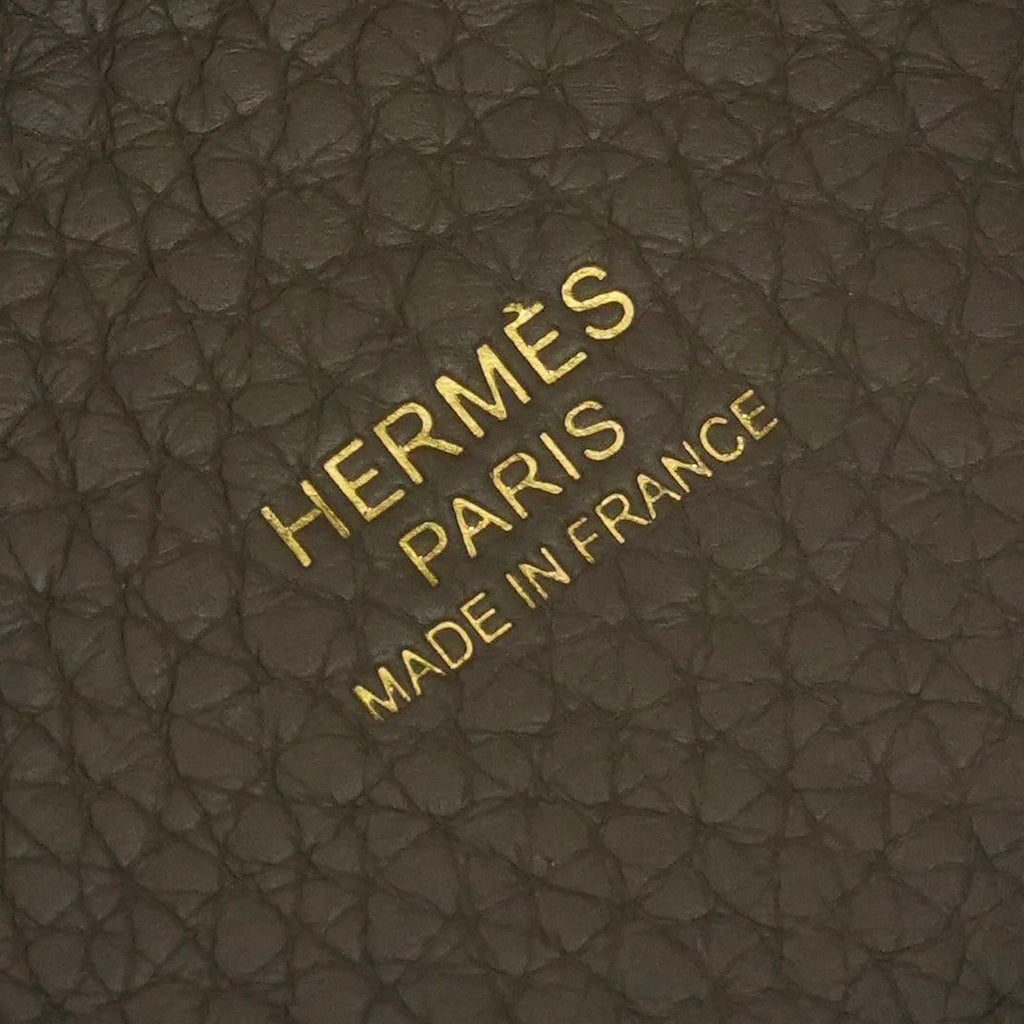 Hermes Picotin Lock PM 18 Tote Taurillon Clemence Etoupe Gray Gold Handbag — view 7