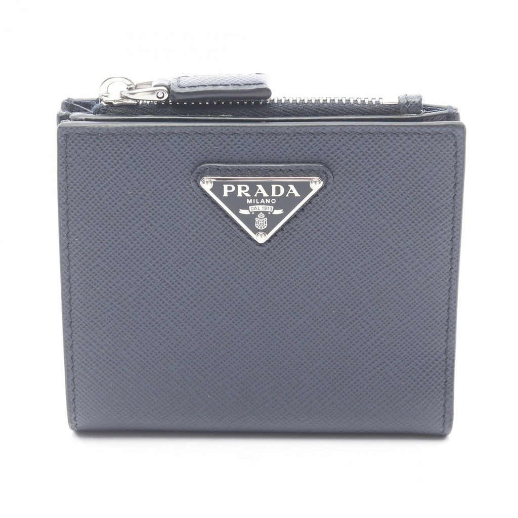 Prada Bifold Wallet Saffiano Navy Leather Triangle Logo