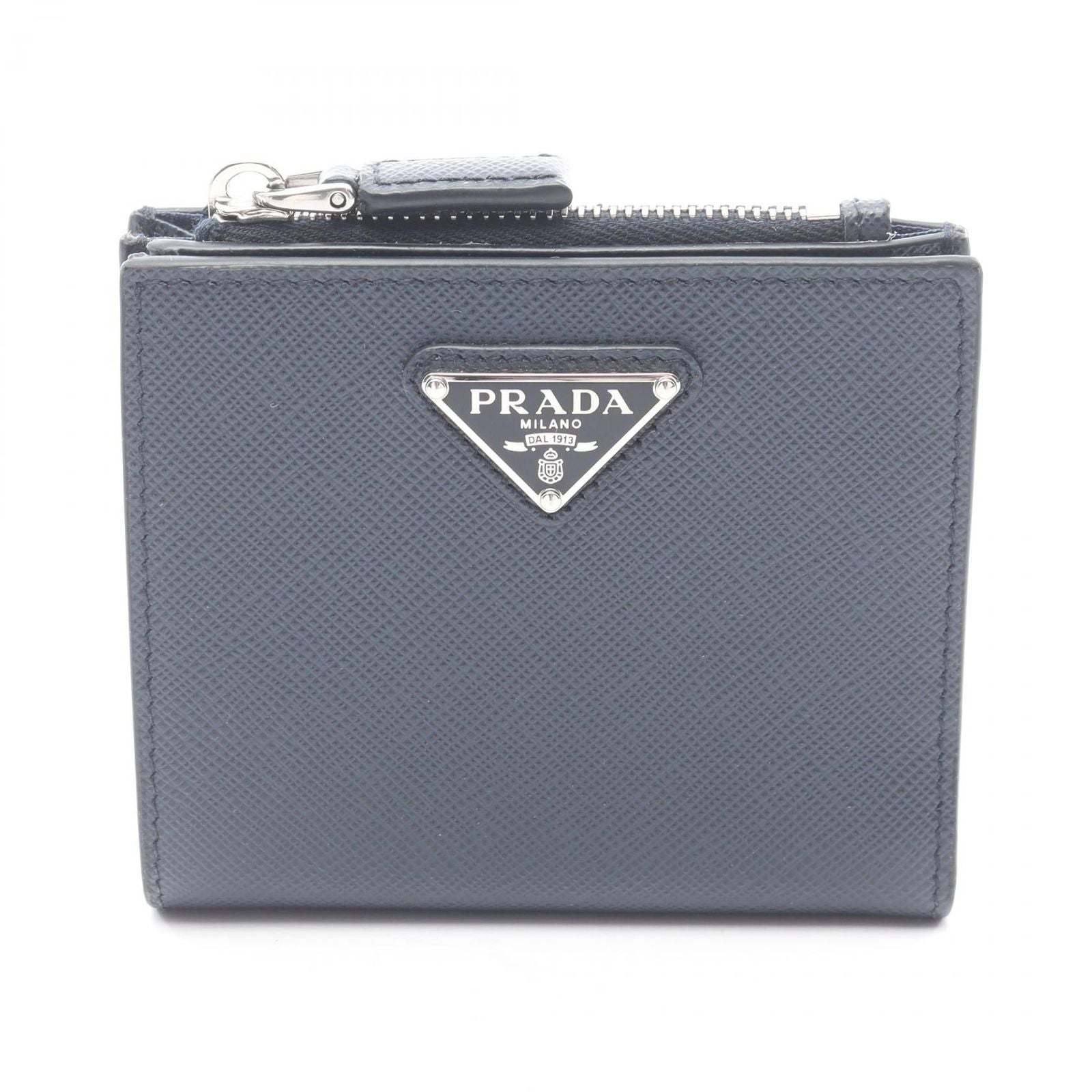 Prada Bifold Wallet Saffiano Navy Leather Triangle Logo