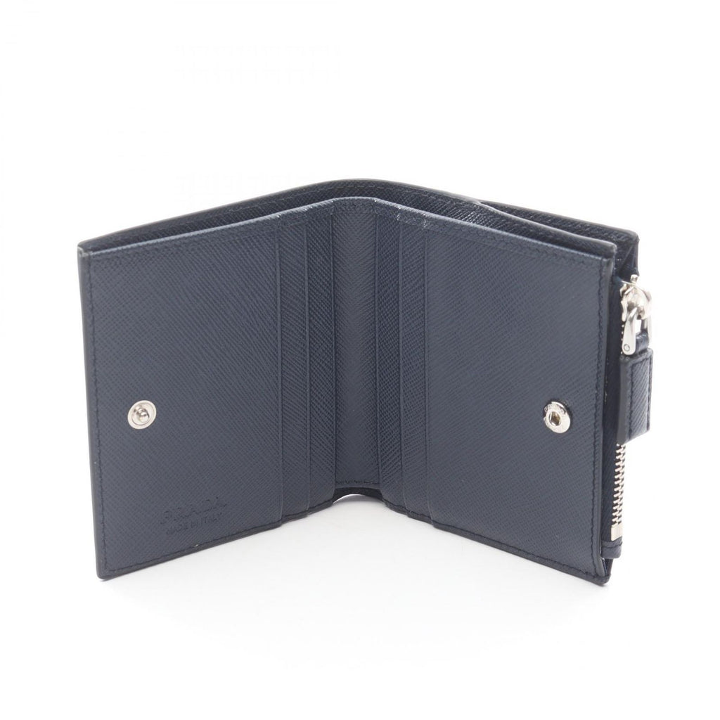Prada Bifold Wallet Saffiano Navy Leather Triangle Logo — view 3