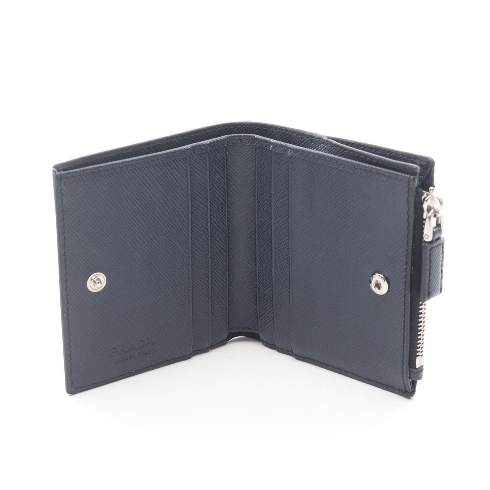 Prada Bifold Wallet Saffiano Navy Leather Triangle Logo — view 3