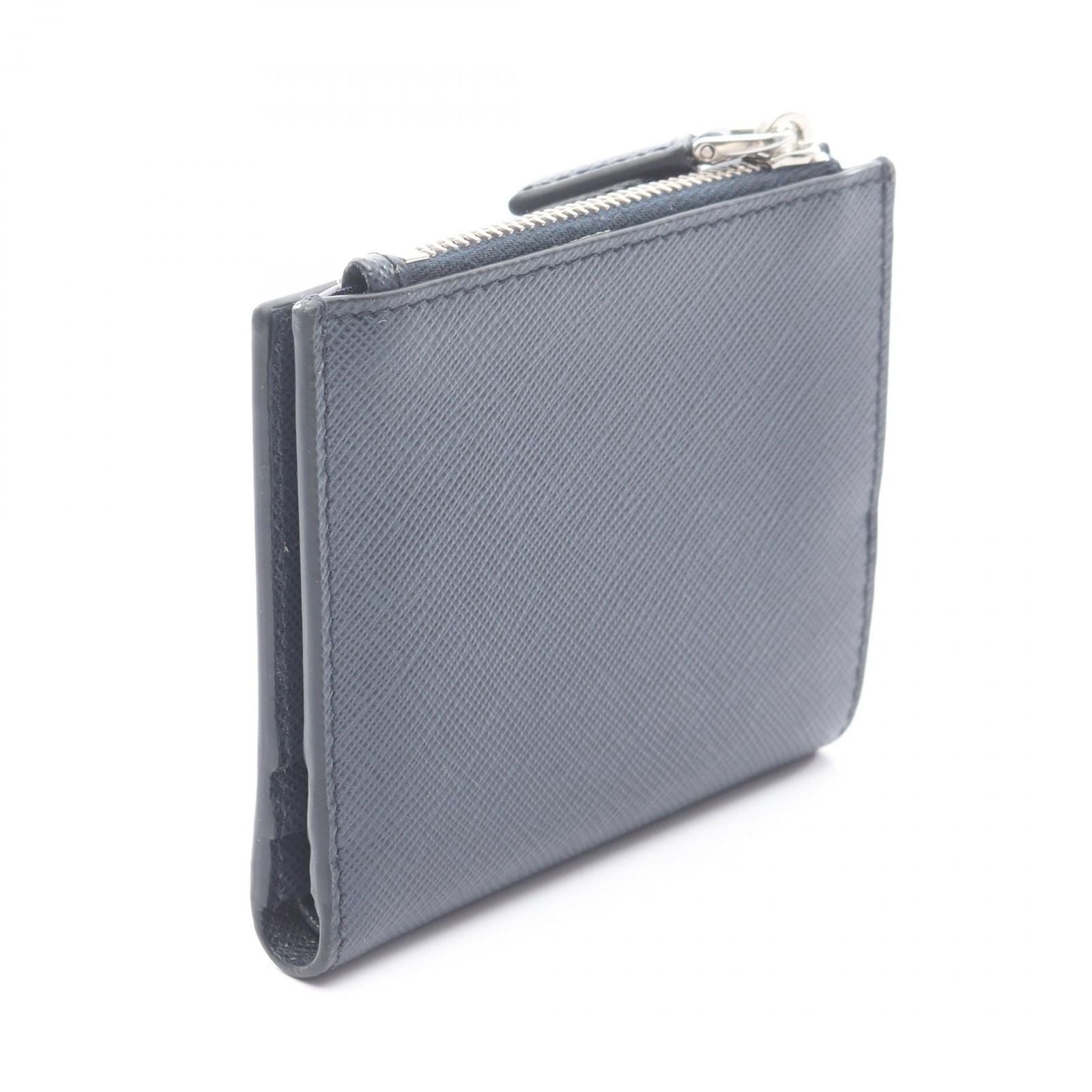 Prada Bifold Wallet Saffiano Navy Leather Triangle Logo — view 2