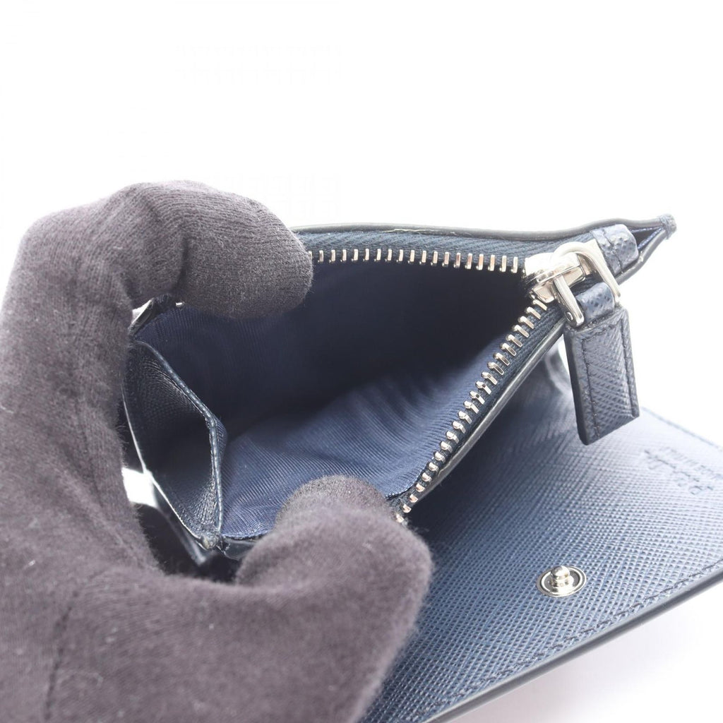 Prada Bifold Wallet Saffiano Navy Leather Triangle Logo — view 4