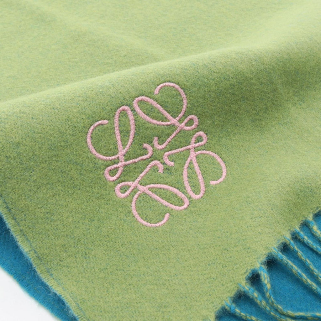 Loewe Scarf Anagram Bicolor Green Wool — view 6