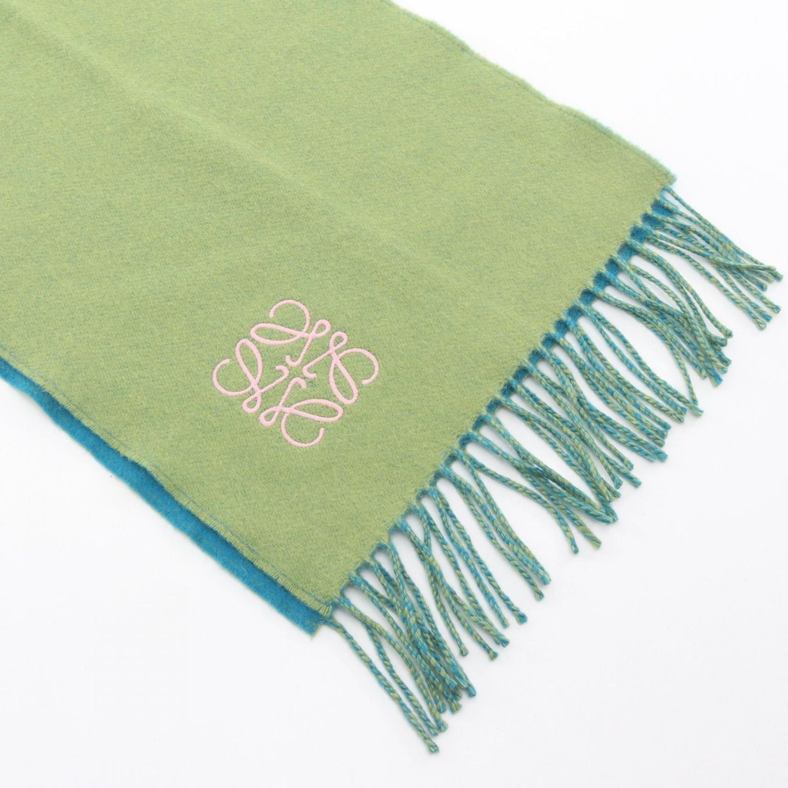 Loewe Scarf Anagram Bicolor Green Wool — view 2