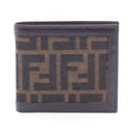 Fendi Bifold Wallet Zucca Dark Brown Canvas Leather Billfold