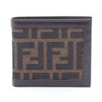 Fendi Bifold Wallet Zucca Dark Brown Canvas Leather Billfold
