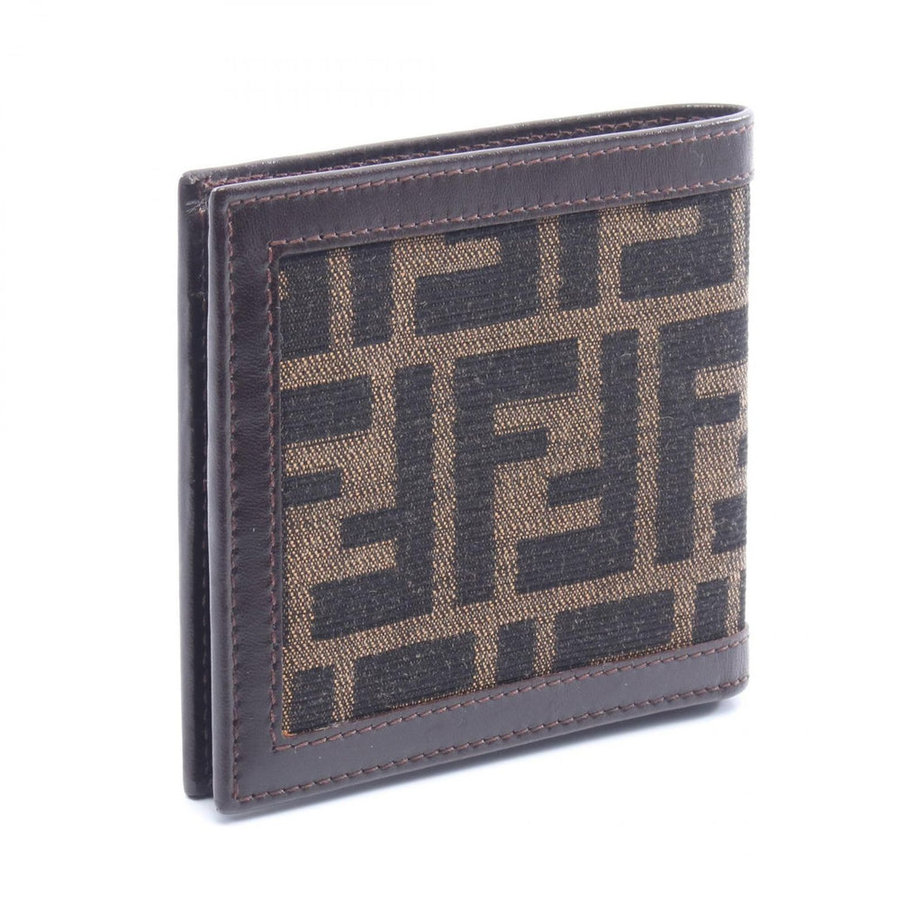 Fendi Bifold Wallet Zucca Dark Brown Canvas Leather Billfold — view 2