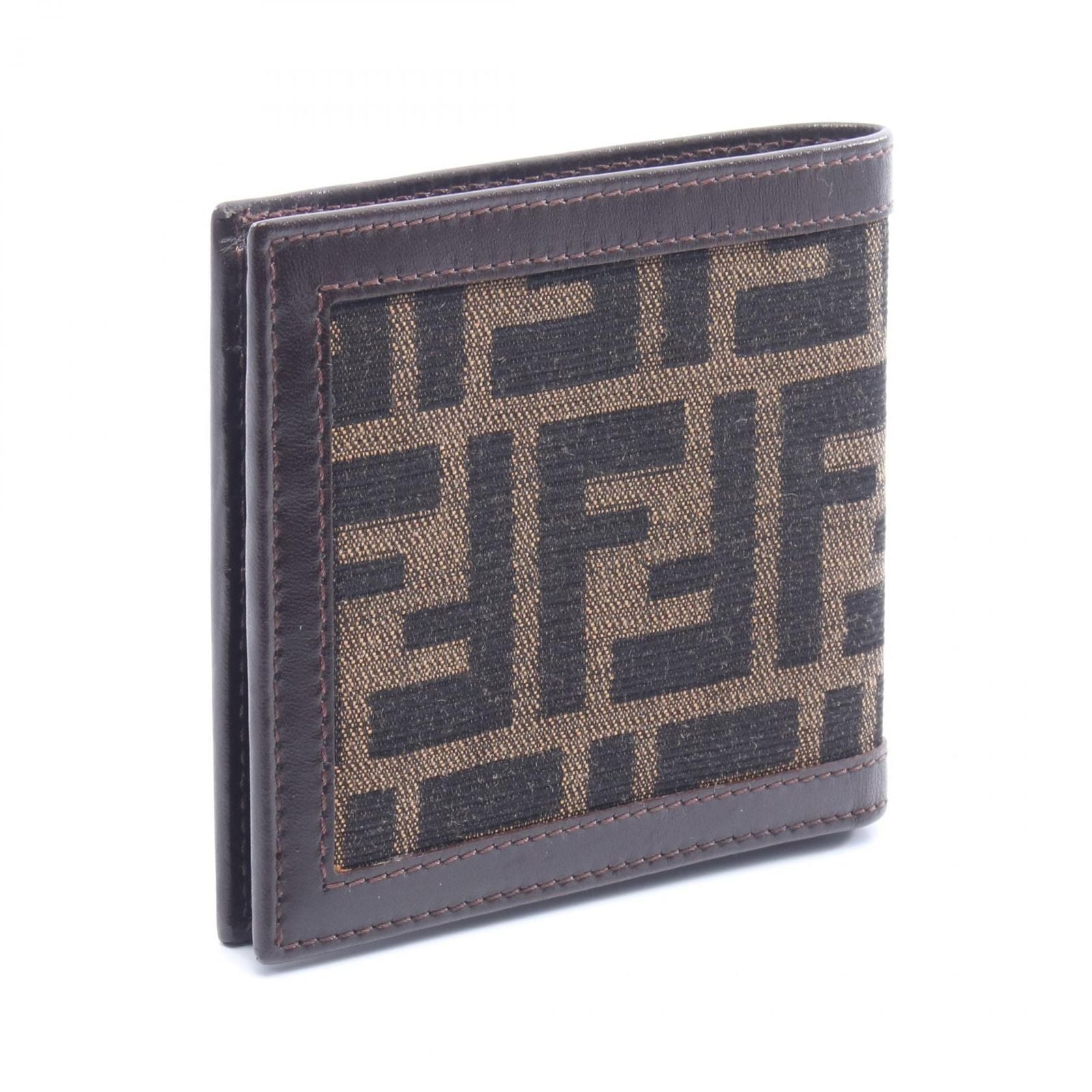 Fendi Bifold Wallet Zucca Dark Brown Canvas Leather Billfold — view 2