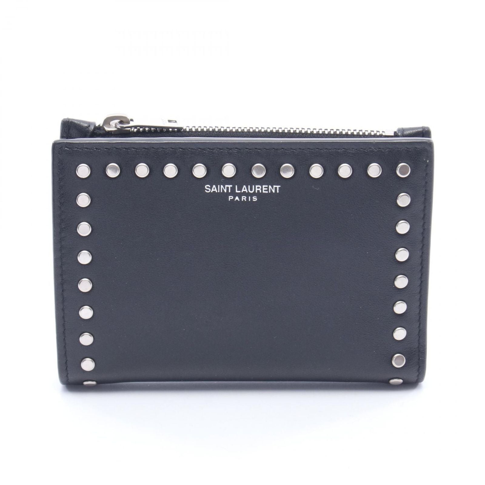 Saint Laurent Paris Bifold Wallet Studded Black Leather