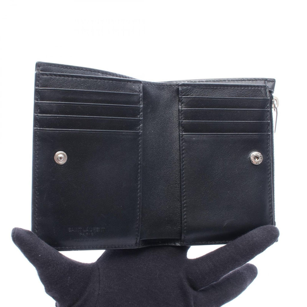 Saint Laurent Paris Bifold Wallet Studded Black Leather — view 3
