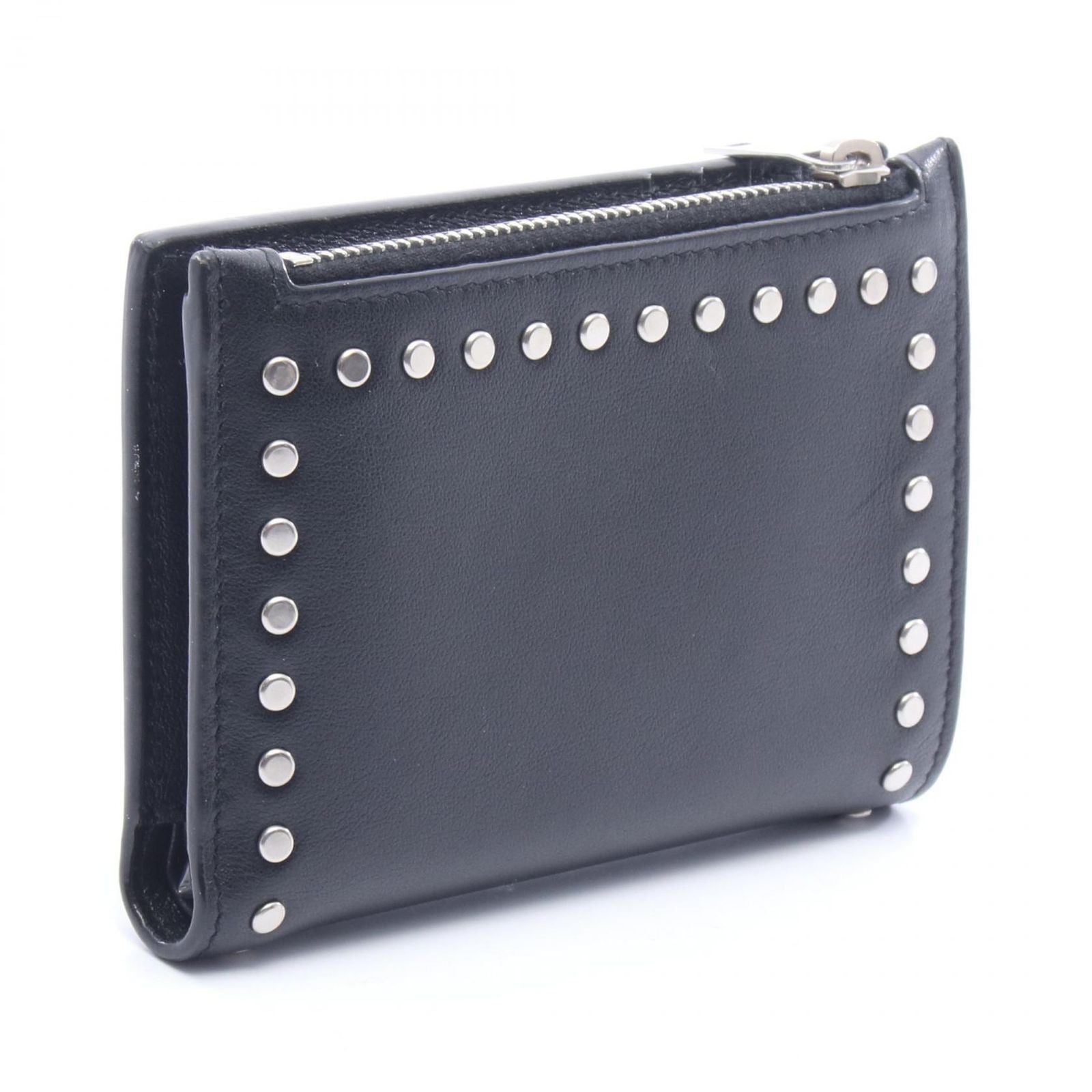 Saint Laurent Paris Bifold Wallet Studded Black Leather — view 2