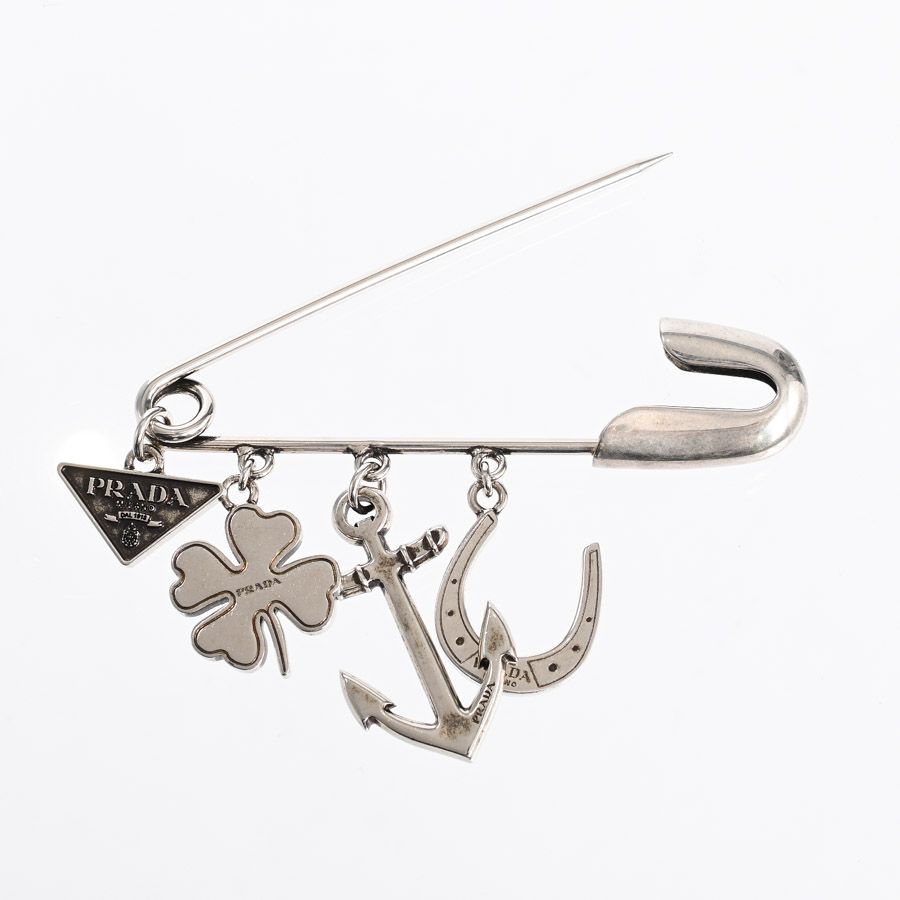 Prada Brooch Metal Silver — view 4