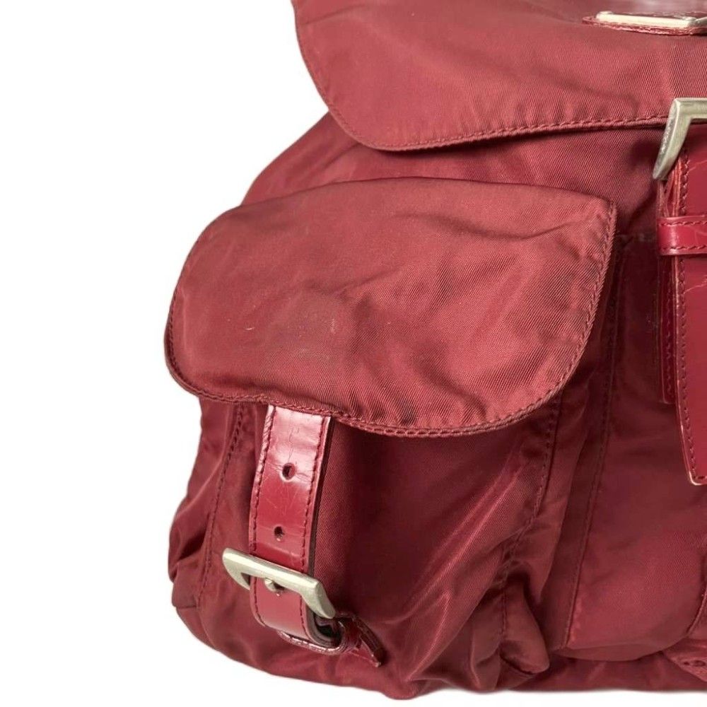 Prada Backpack Sac Nylon Triangle Plate Red — view 9