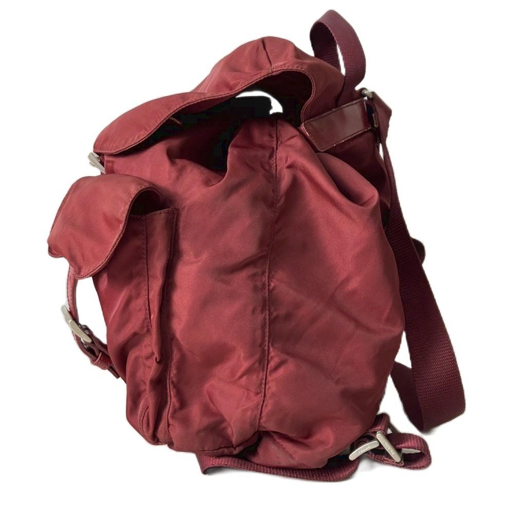 Prada Backpack Sac Nylon Triangle Plate Red — view 3