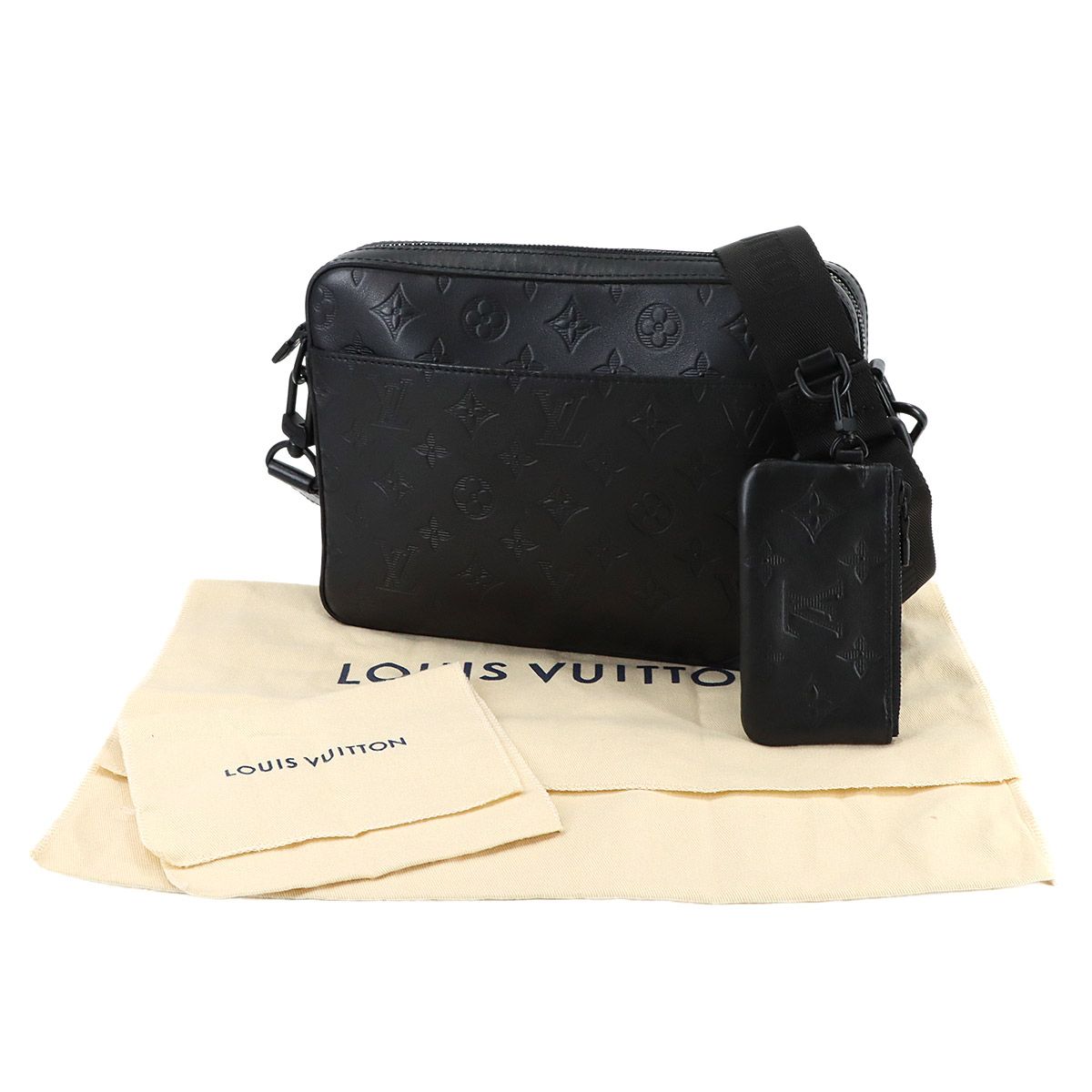 Louis Vuitton Monogram Shadow Duo Messenger Shoulder Bag Leather Black — view 2