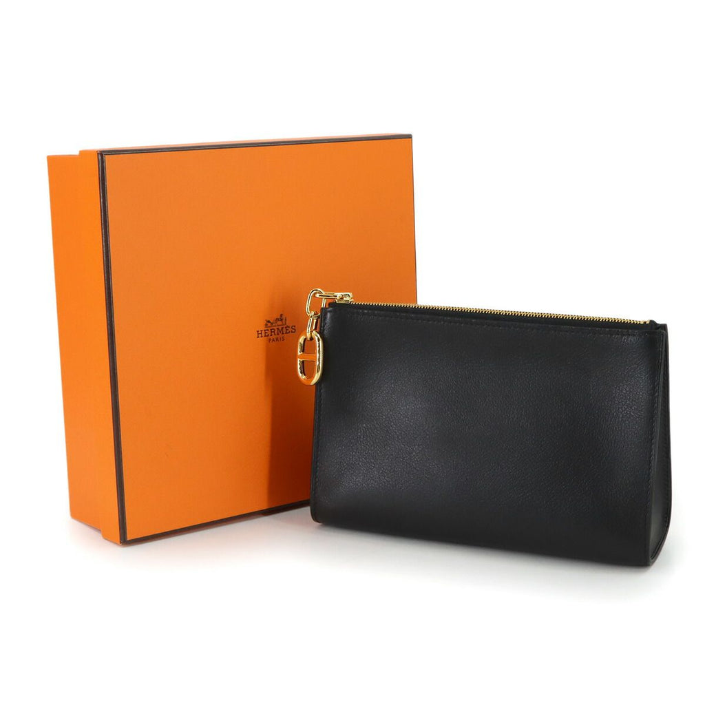 Hermes Zip and Go PM Pouch Evercolor Black Chaine D'ancre Gold — view 2