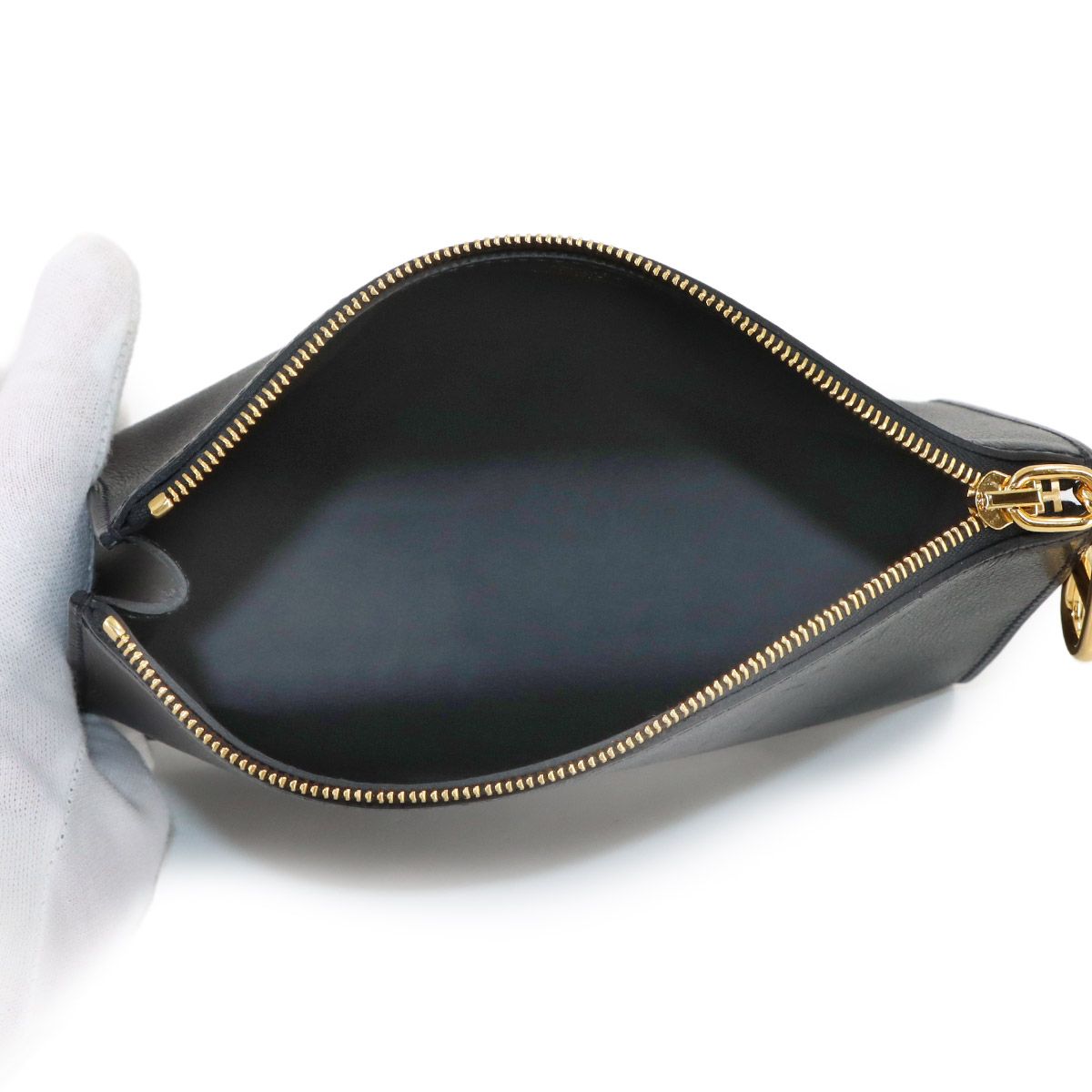 Hermes Zip and Go PM Pouch Evercolor Black Chaine D'ancre Gold — view 6