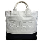 Gucci Canvas Tote with Embossed Detail Lido Ivory Black 2-Way