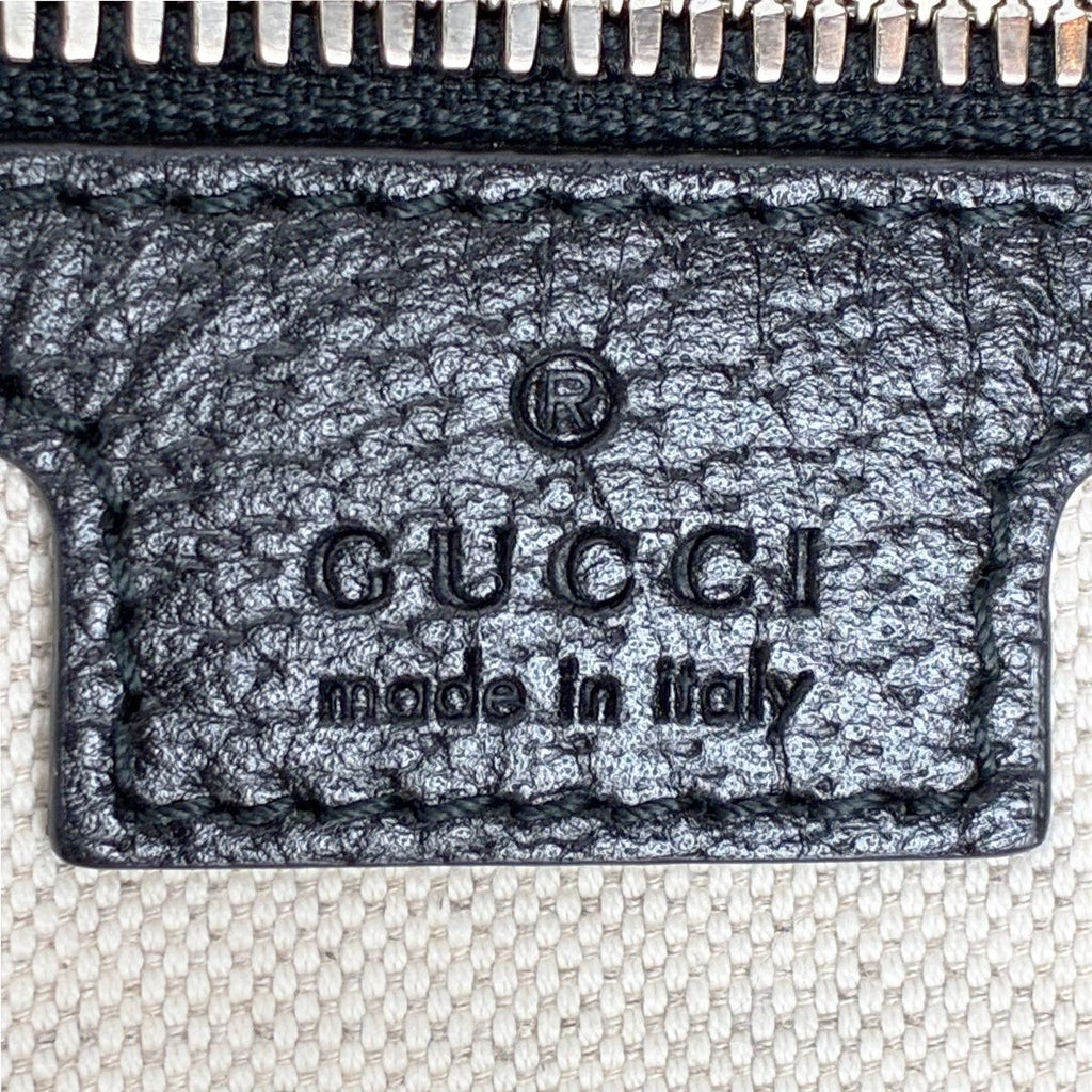 Gucci Canvas Tote with Embossed Detail Lido Ivory Black 2-Way — view 9
