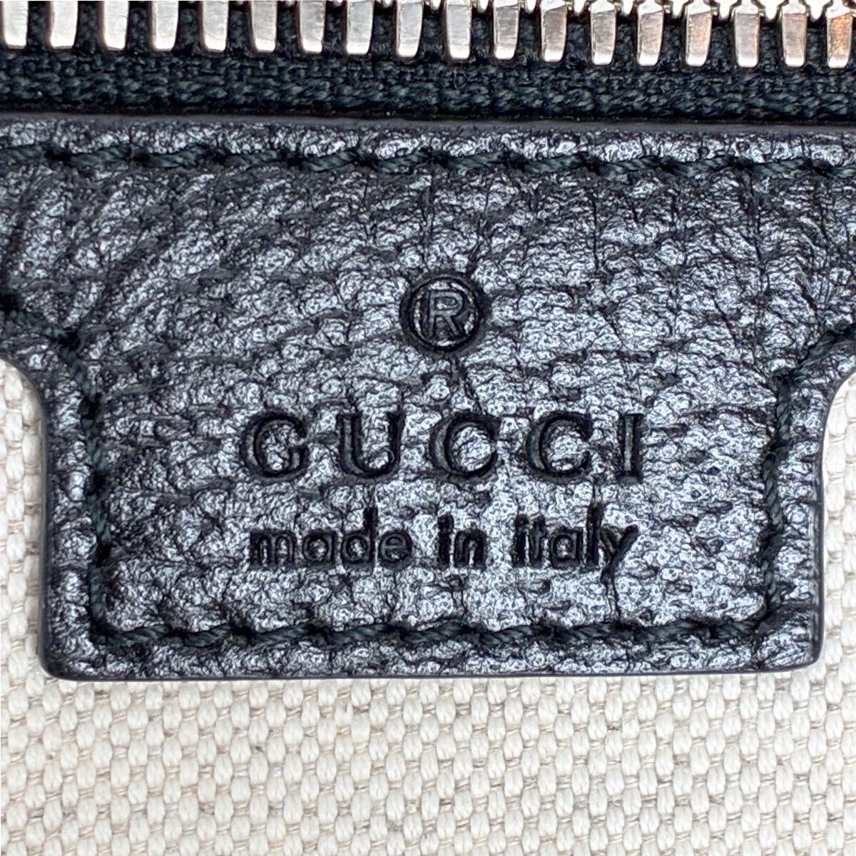 Gucci Canvas Tote with Embossed Detail Lido Ivory Black 2-Way — view 9