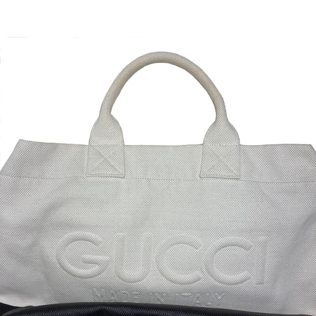 Gucci Canvas Tote with Embossed Detail Lido Ivory Black 2-Way — view 4