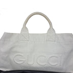 Gucci Canvas Tote with Embossed Detail Lido Ivory Black 2-Way — view 4