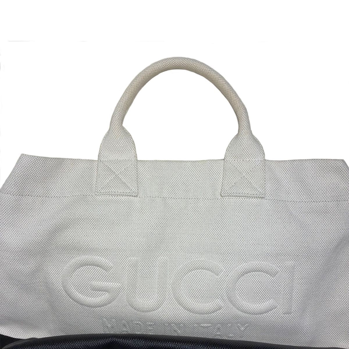 Gucci Canvas Tote with Embossed Detail Lido Ivory Black 2-Way — view 4