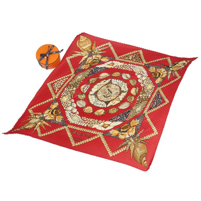 Hermes Pleats Carre Scarf Silk