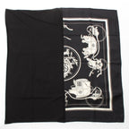 Hermes Carre Hybrid 90 Silk Wool Ex Libris Scarf Black White