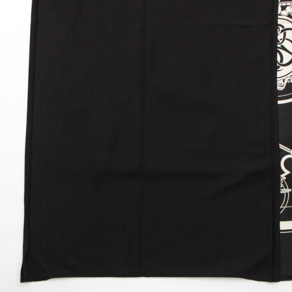 Hermes Carre Hybrid 90 Silk Wool Ex Libris Scarf Black White — view 4
