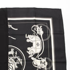 Hermes Carre Hybrid 90 Silk Wool Ex Libris Scarf Black White — view 3