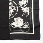 Hermes Carre Hybrid 90 Silk Wool Ex Libris Scarf Black White — view 5