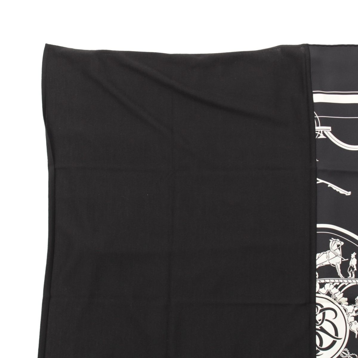 Hermes Carre Hybrid 90 Silk Wool Ex Libris Scarf Black White — view 2