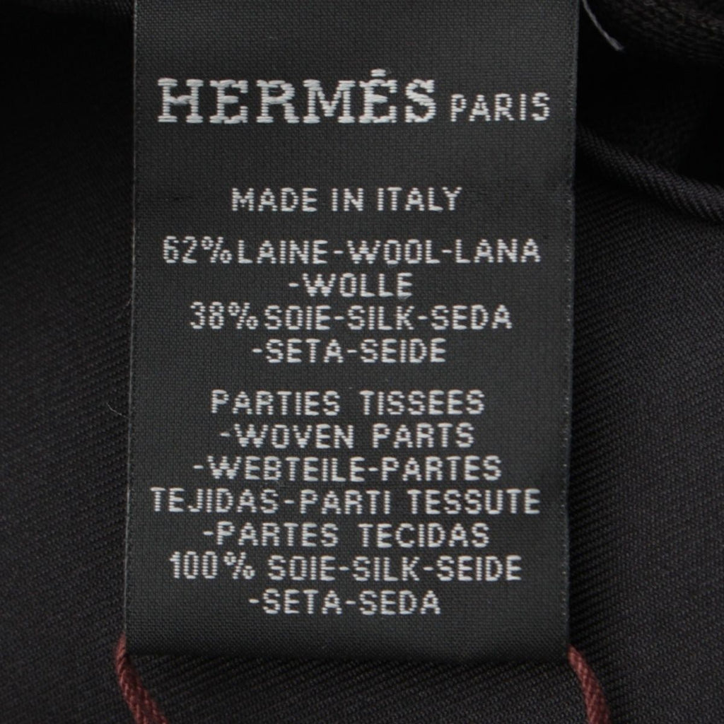 Hermes Carre Hybrid 90 Silk Wool Ex Libris Scarf Black White — view 8