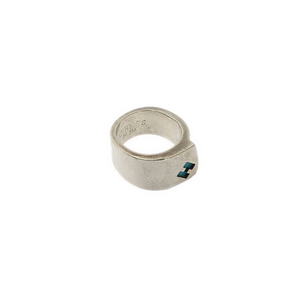 Hermes Logo Candy Ring Silver Blue — view 3