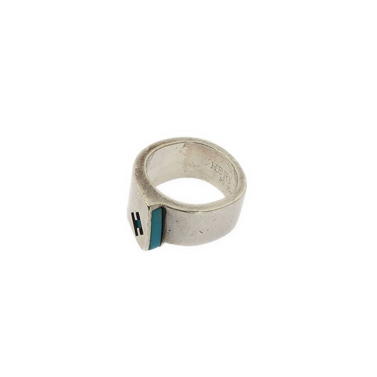Hermes Logo Candy Ring Silver Blue — view 2